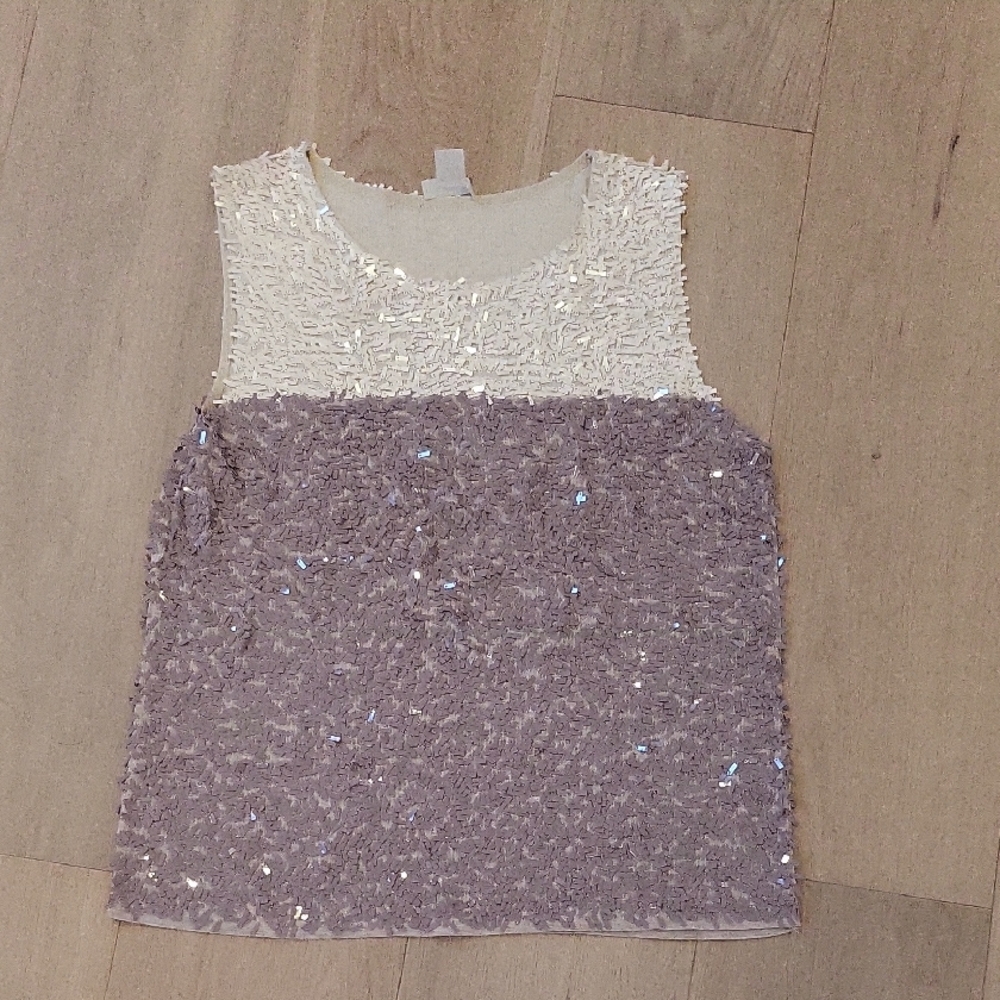 J. Crew Cream Sequin Shell Top